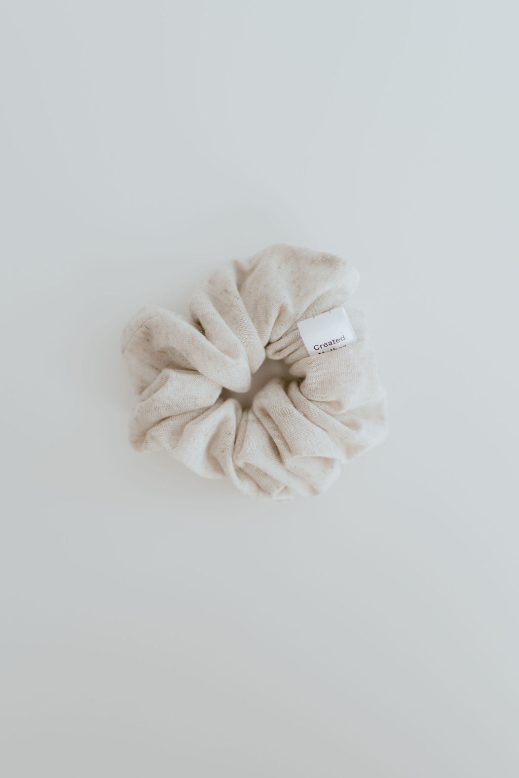 Oatmeal textured earthy neutral scrunchie by Created Mother