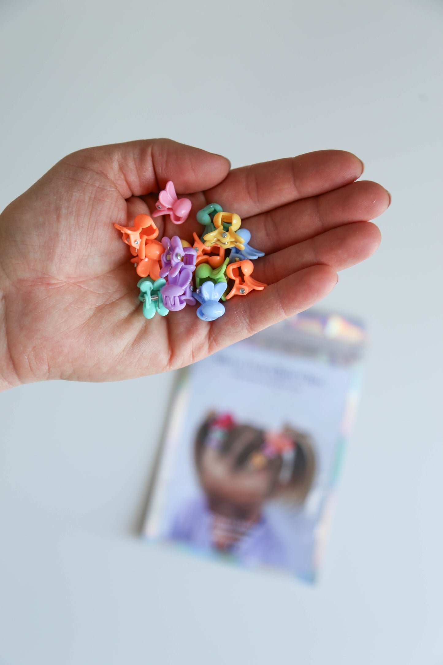 Spring colours and tiny bunny hair claw clips perfect for Easter baskets