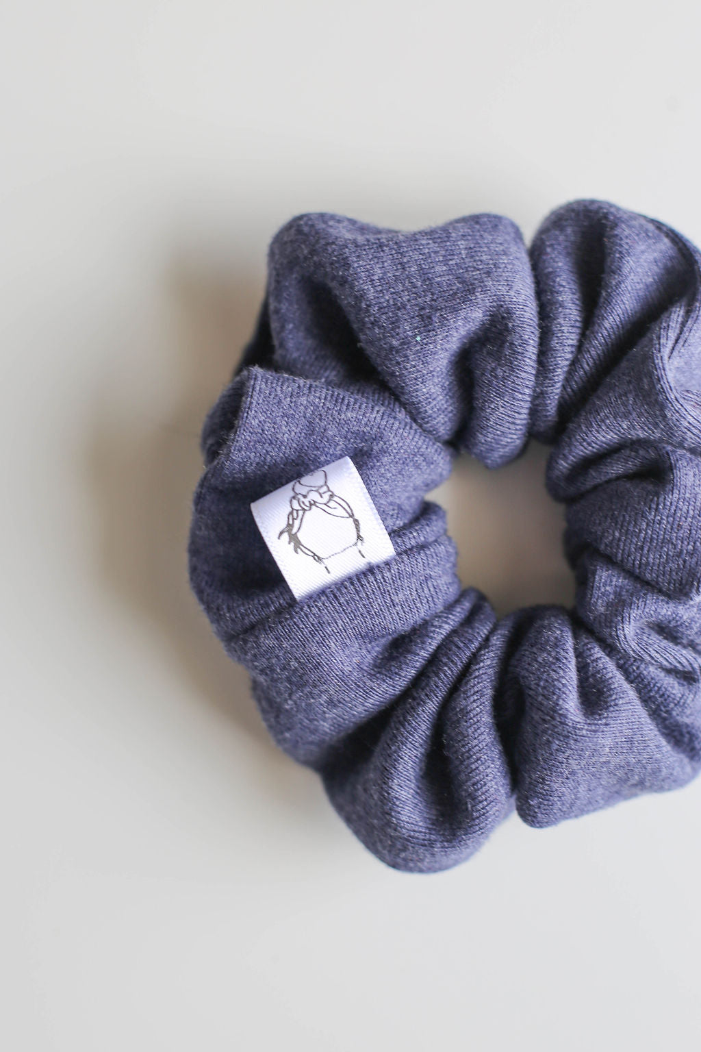 Created Mother scrunchie in soft blue jersey knit