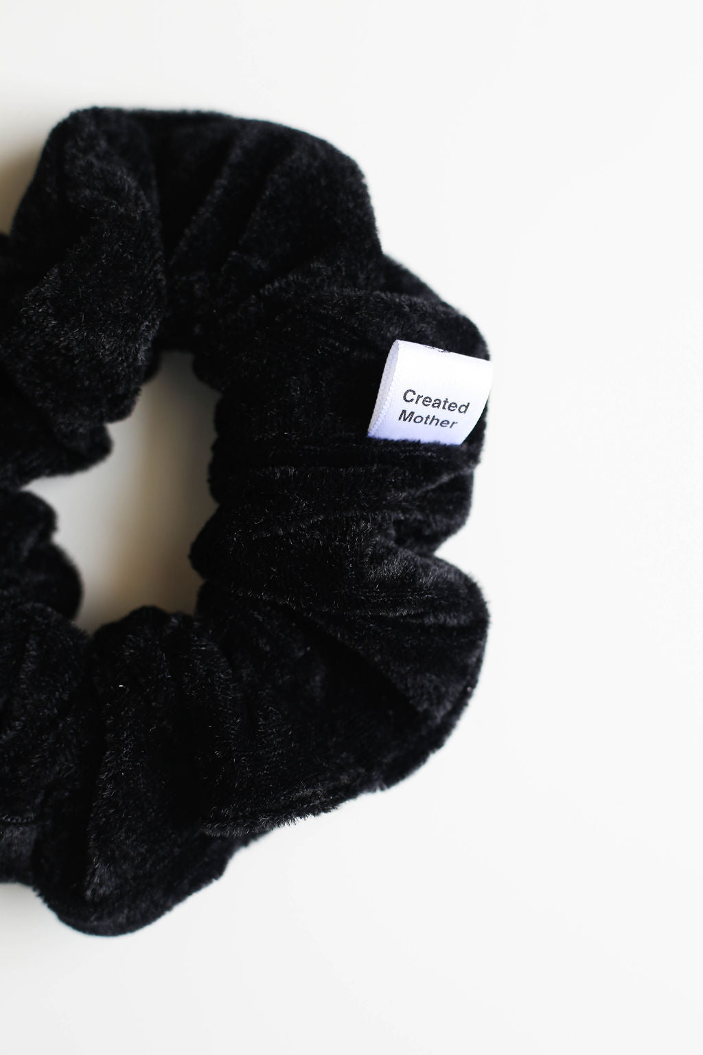Large black velvet scrunchie by Created Mother