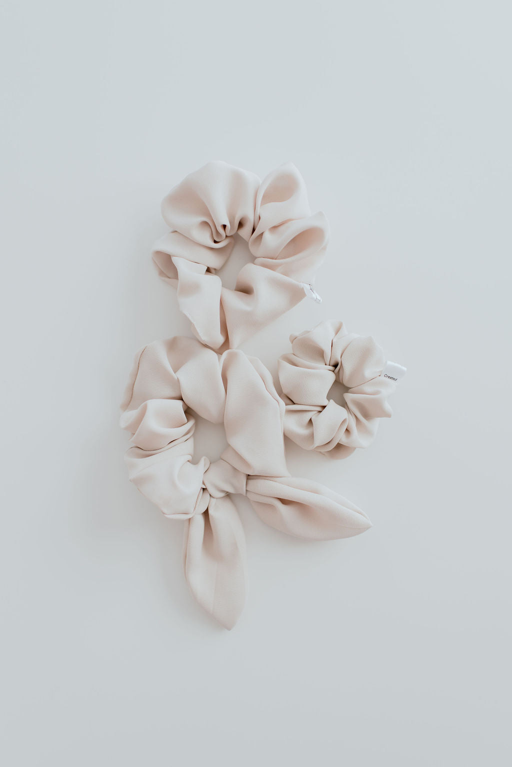 white sands neutral scrunchie classic and bow scrunchies by Created Mother