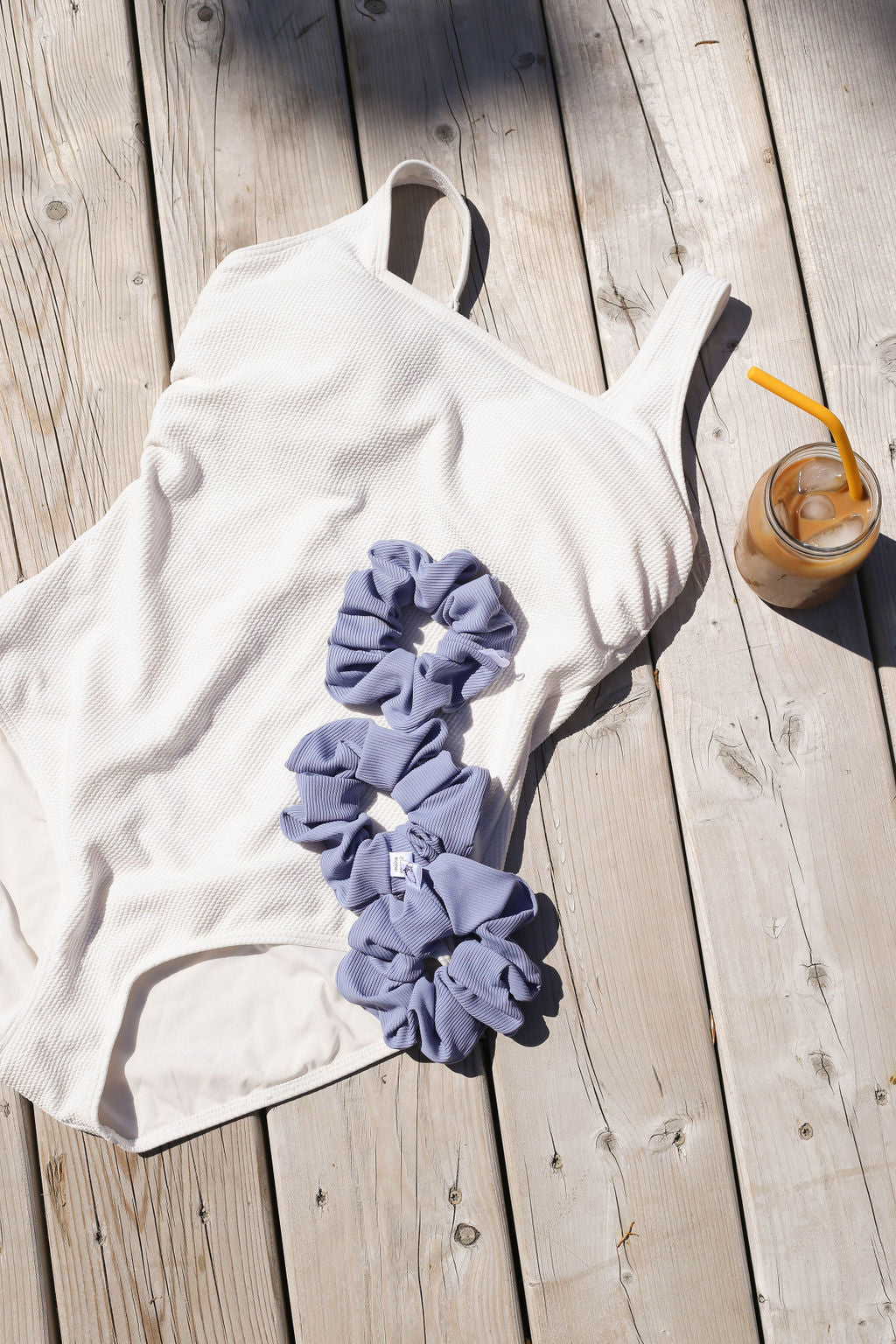 Elegant periwinkle blue scrunchie ideal for yoga and hiking
