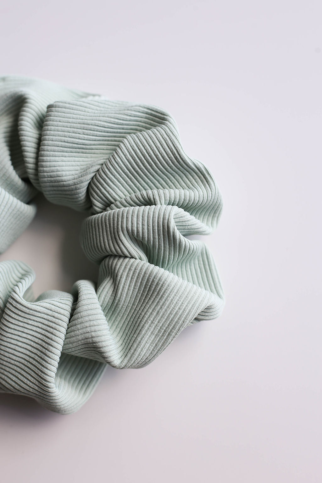 Durable ribbed light sage scrunchie for outdoor activities