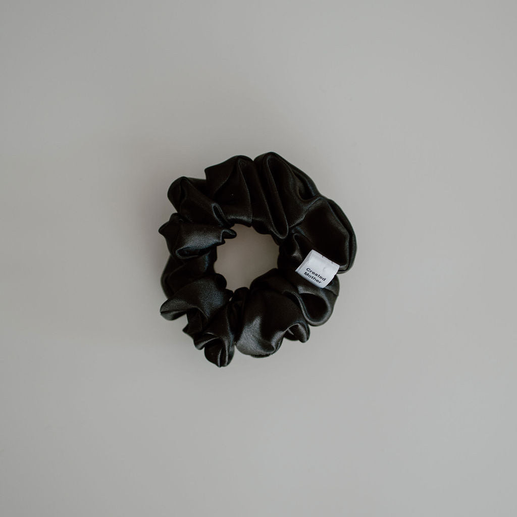 Shiny Black Scrunchies