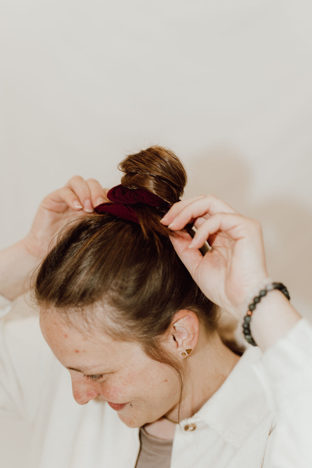 maroon fall scrunchie by Created Mother