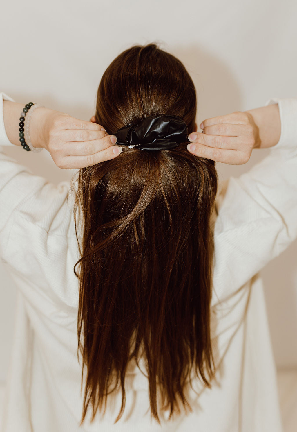 black scrunchie brown hair by created mother