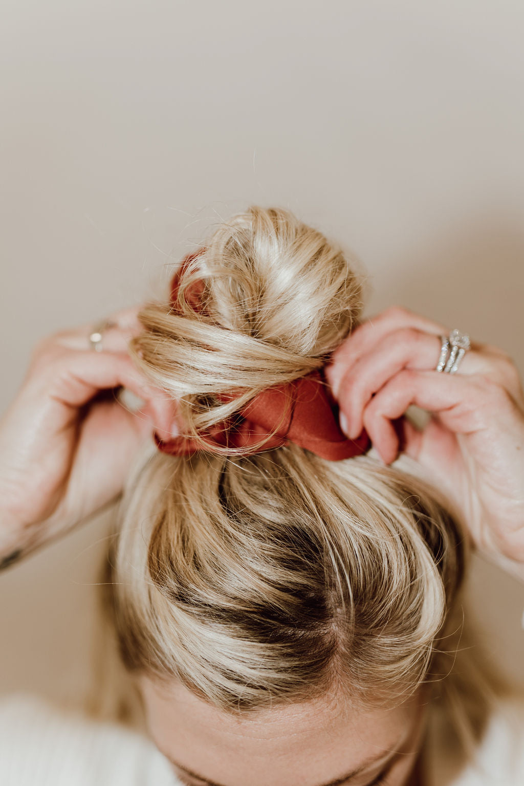 Rich orange scunchies for fall for thick hair 