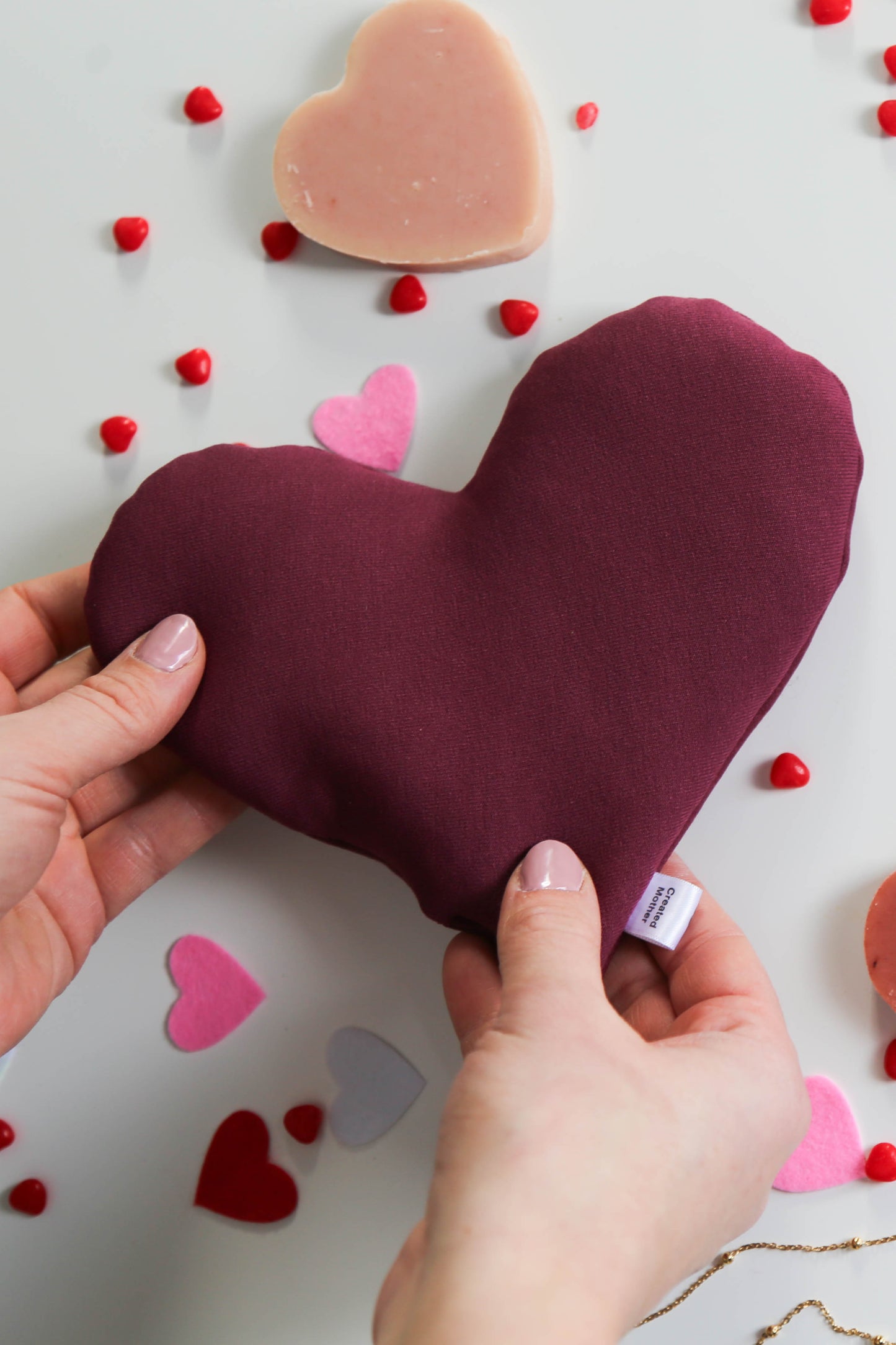 A reusable heart therapy pack that can be warmed or chilled to bring comfort and relaxation.