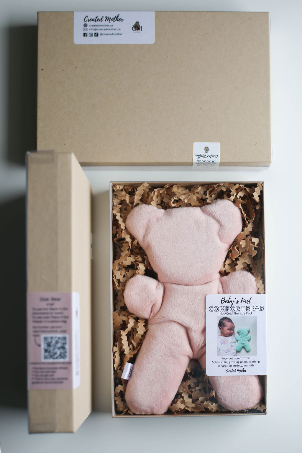Child-sized bear-shaped heat/cool pack, crafted for safe use with babies and toddlers.