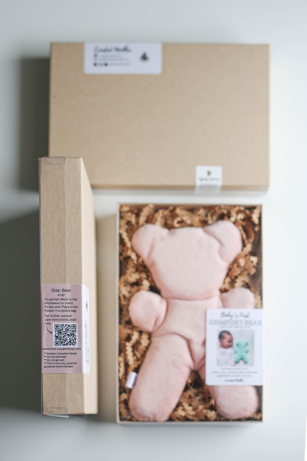 Comfort and care hot cold therapy bears in giftable box with instructions
