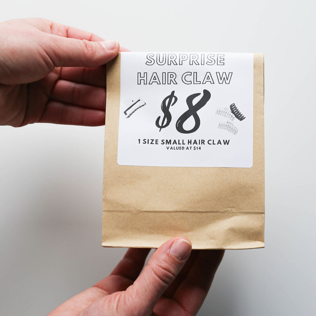 Small hair claw clip in a surprise bag