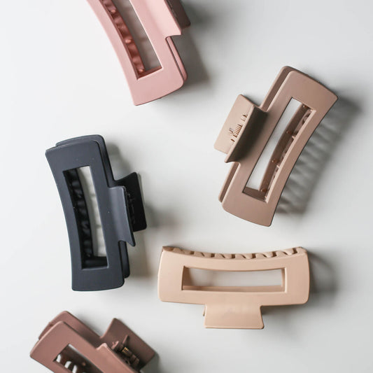 Large hair claw slips in neutral tones