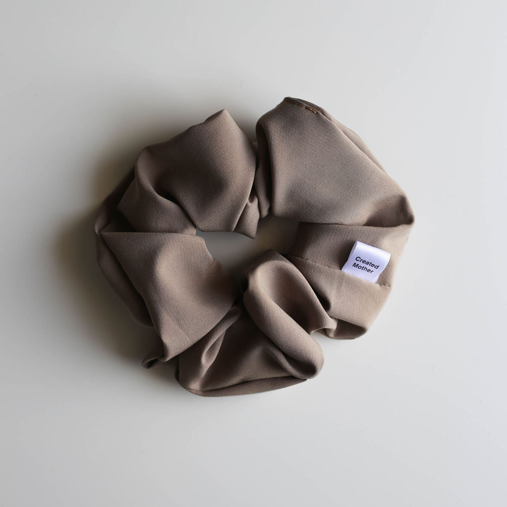 Deep beige scrunchie handmade by created mother