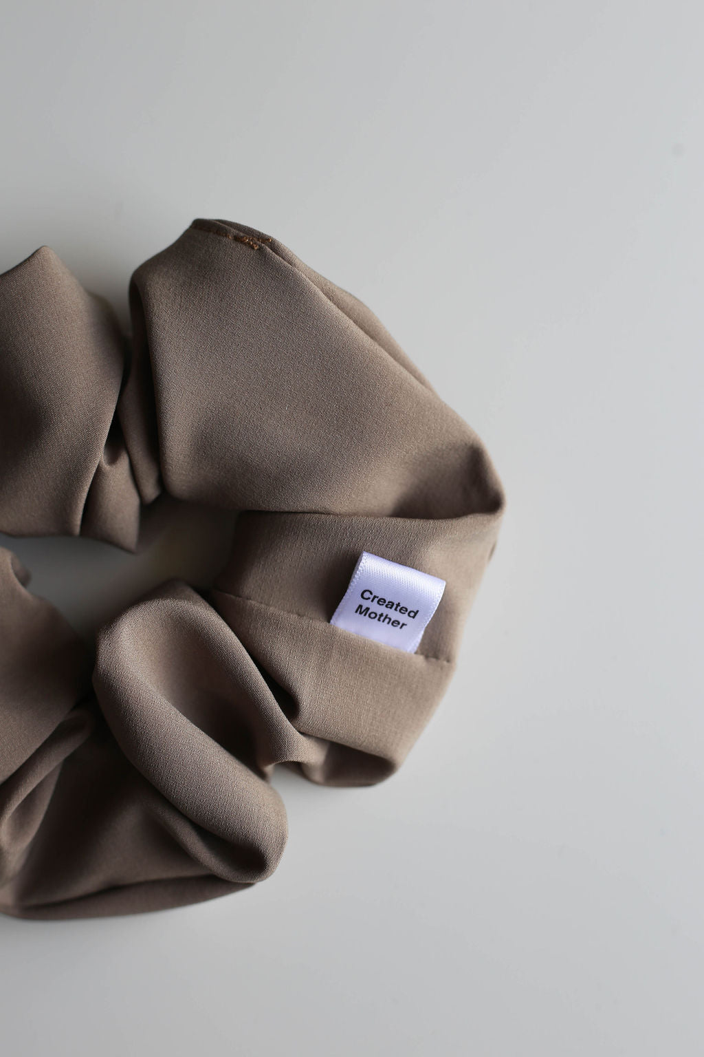 Rich deep taupe scrunchie by Created Mother