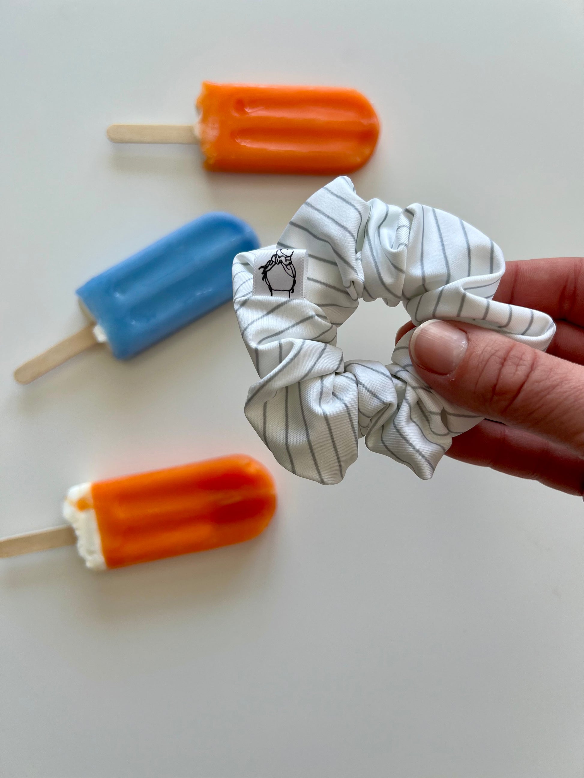 Stripe swim scrunchie for beach and pool days