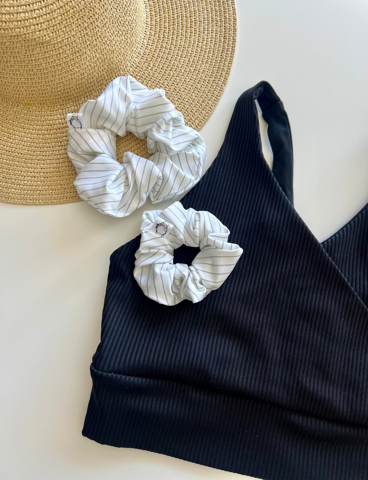 Nautical stripe scrunchie for boating and swimming