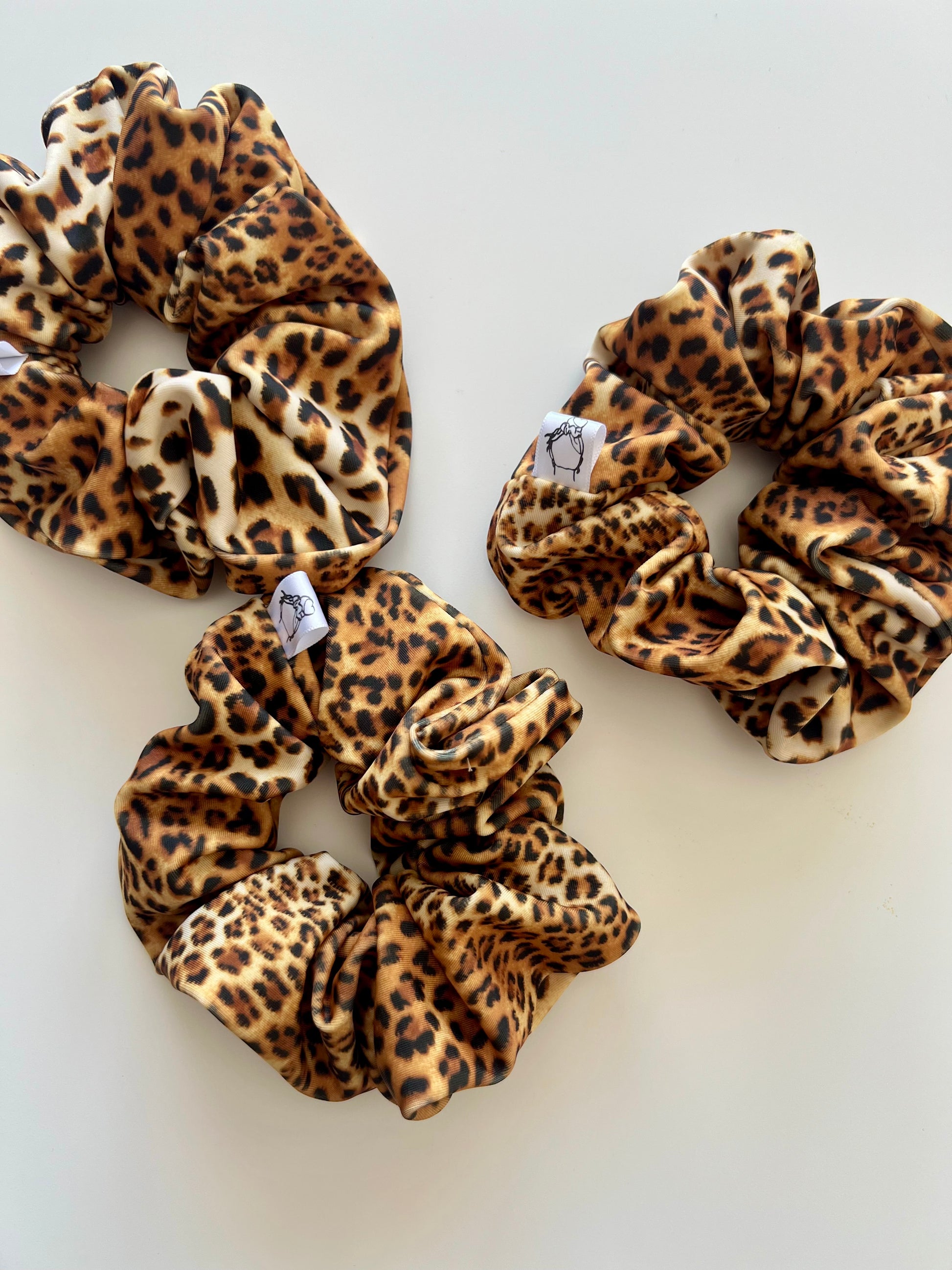 Leopard water resistant scrunchie for active lifestyles