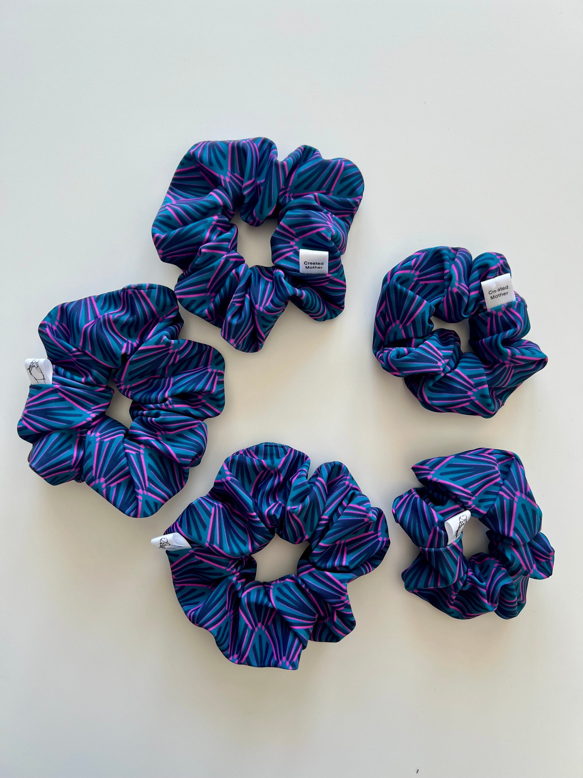 Ocean inspired swim scrunchie hair tie