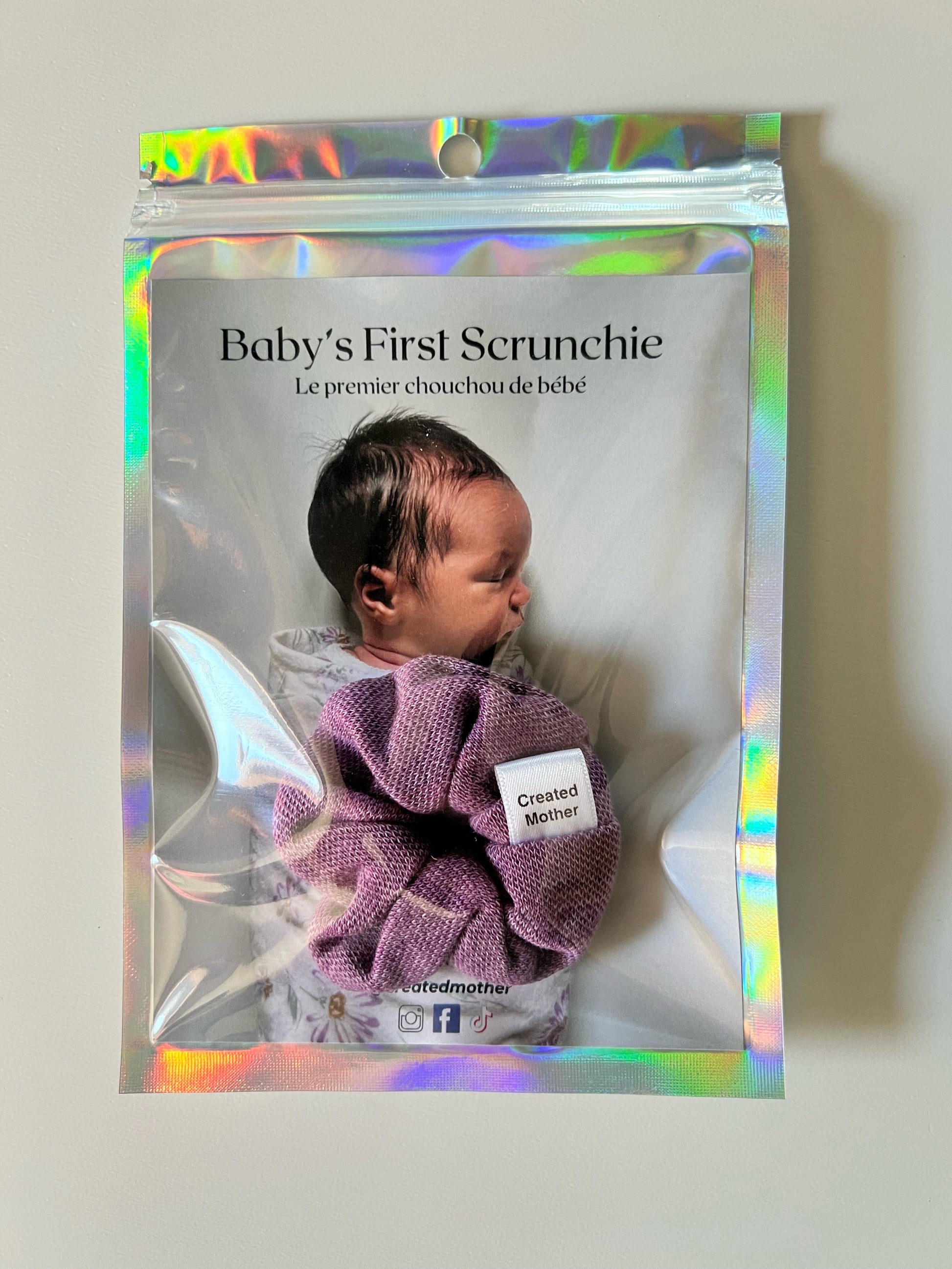 Celebrate baby with this ready to gift scrunchie, perfect for baby showers!