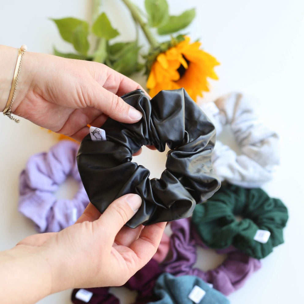 faux leather feature scrunchie by created mother