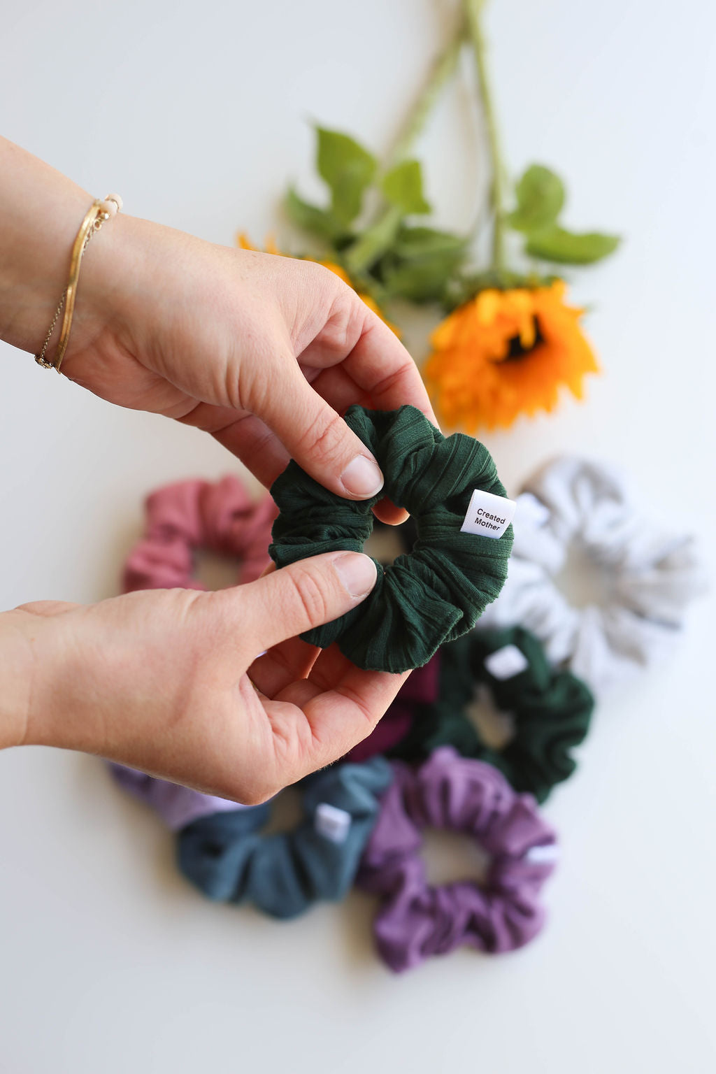 mini green scrunchie for back to school and fall by created mother