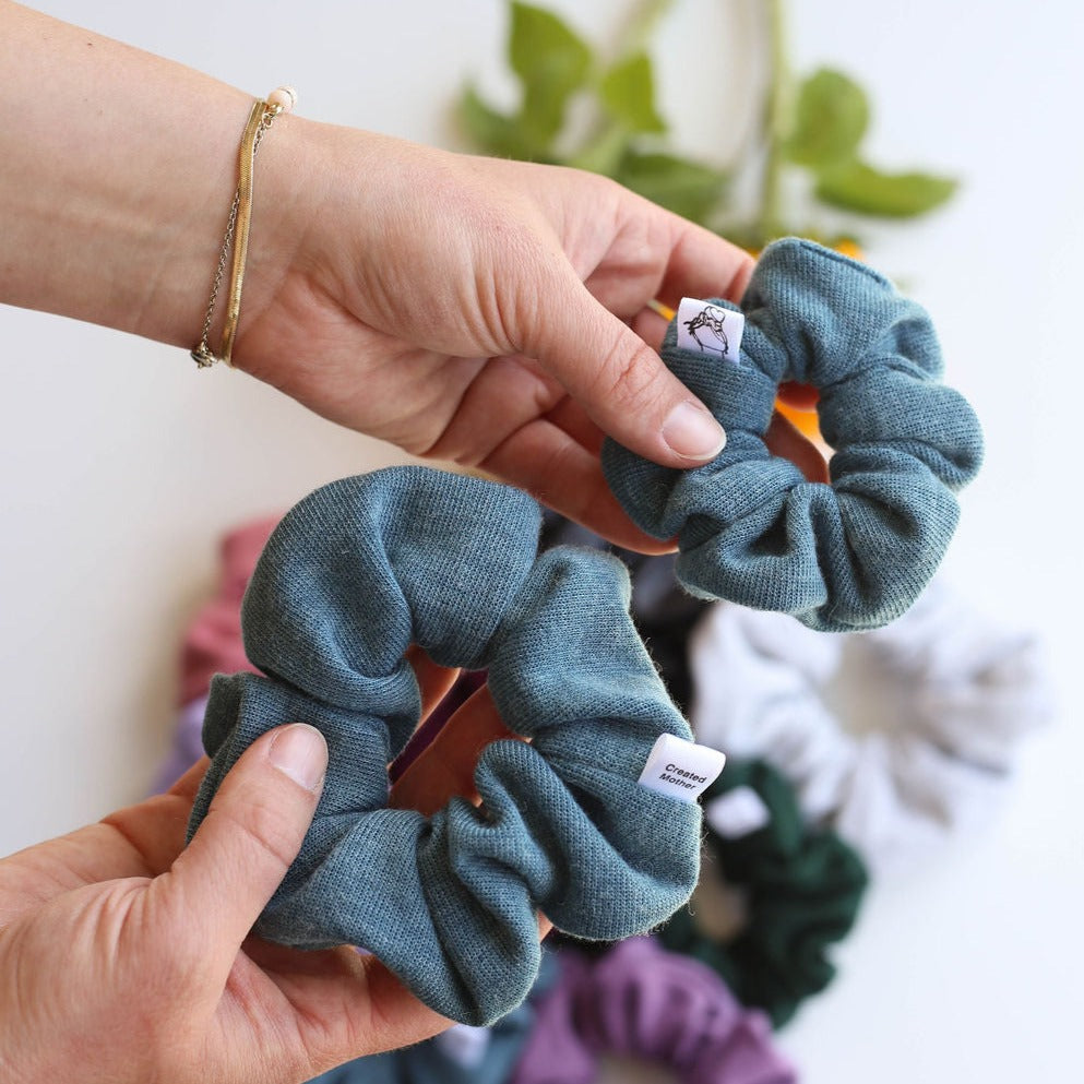 cozy teal soft scrunchie for fall by created mother