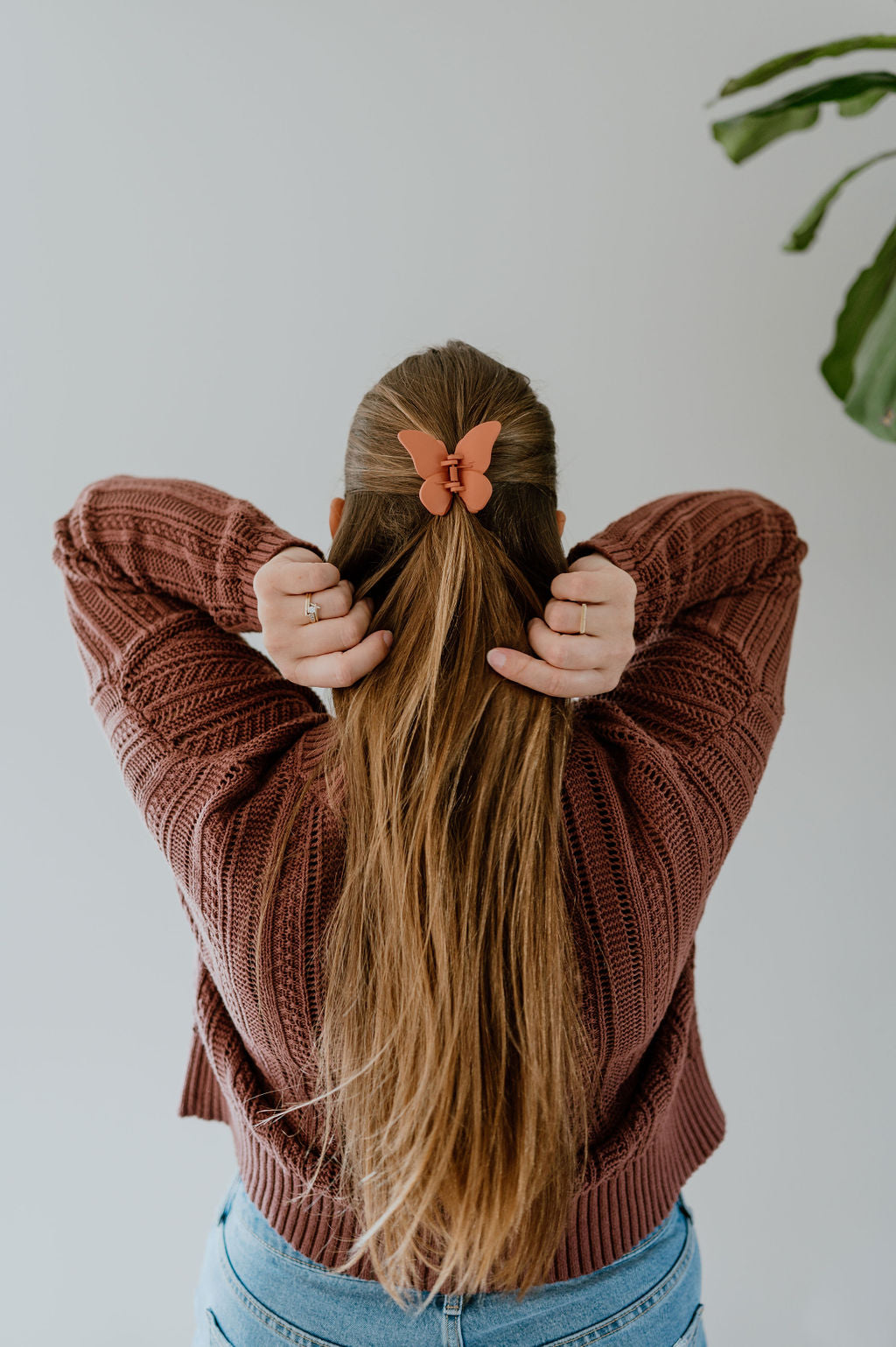 Medium butterfly hair clip in long hair by Created Mother