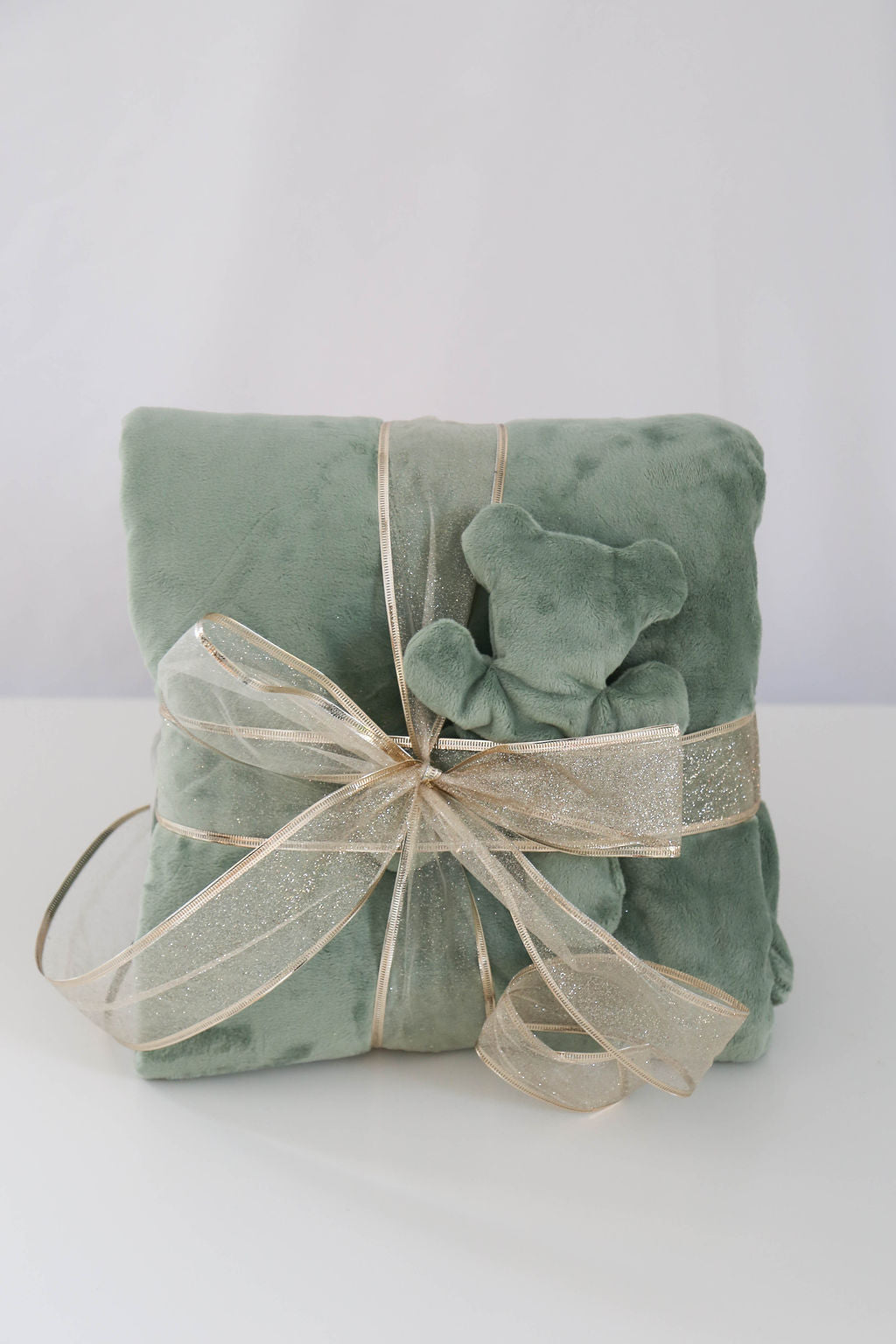 Hot/cold comfort bear and matching throw blanket for stress and pain relief.