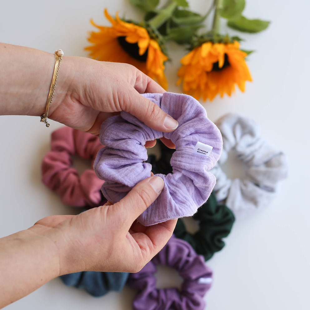 Lilac Muslin Scrunchies